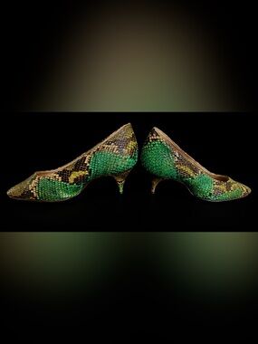Rare Vintage Palter DeLiso New York Genuine Python Snakeskin Pumps 7.5 AAAA
